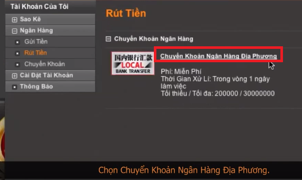 Hướng dẫn rút tiền 188bet khi thắng cược